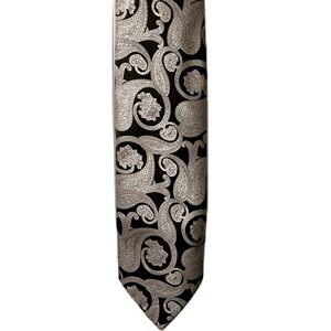 Elegant Black and Silver Paisley Tie